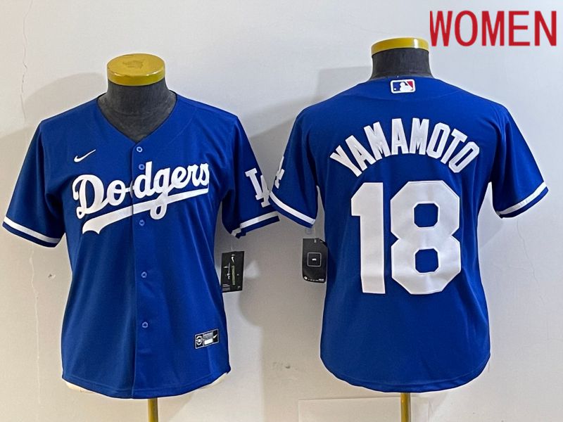 Women Los Angeles Dodgers 18 Yamamoto Blue Nike Game MLB Jersey style 1